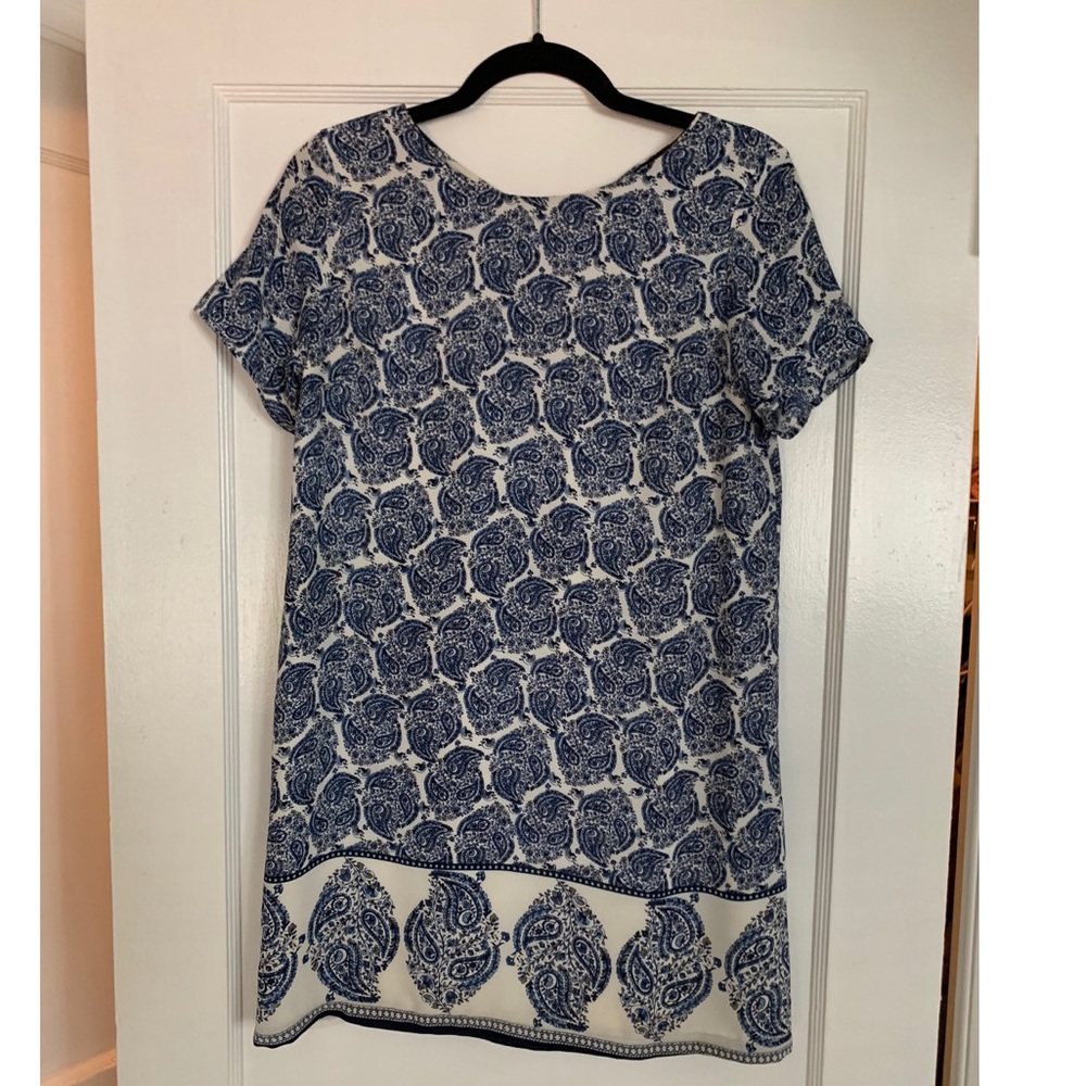 Navy and white chiffon shift dress - Lulus - Small